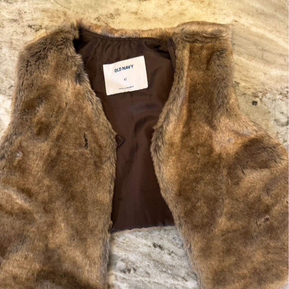 Old Navy Tan Faux Fur Vest